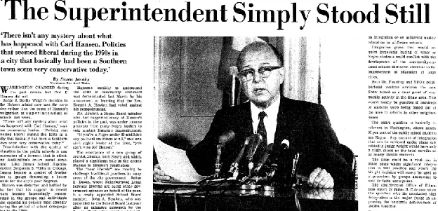 “The Superintendent Simply Stood Still” — Evans & Novak on Superintendent Carl Hansen.